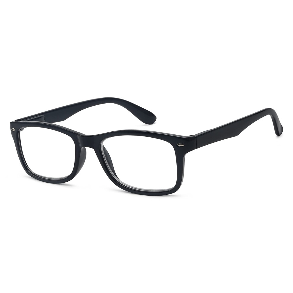 Classic Vintage Style Reading Glasses Black Frame +0.50/+0.50 Diopter Lenses Black/Clear