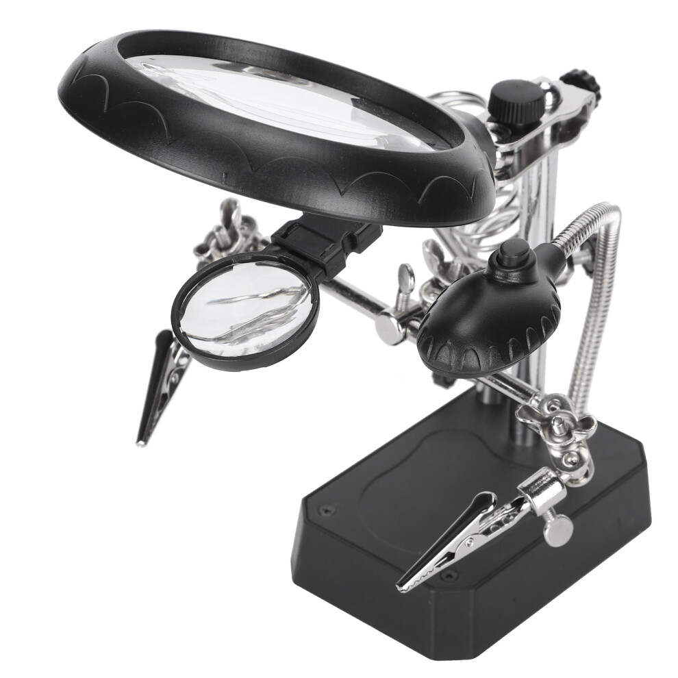 Light Versatile Desktop Clip Stand With Adjustable Magnifier & Led