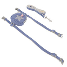 Blue Cat Vest Harness with Bag, Adjustable Escape Proof, L (3.5-7.5kg)