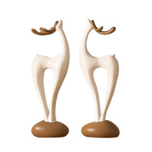 Resin Deer Figurines with Stacked Stone-Stone comes to turn