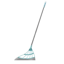 2in1 Floor Squeegee Broom for Hair and Water Removal, Lightweight Hard Floor Sweeper for Bathroom and Shower Cleaning (Grey)