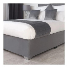 Perfect Bed Base Wrap Divan Valance Skirt - Luxury Faux Suede Grey 150x200x37cm with Three Sides Fabric and Elastic