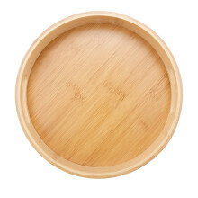 Runde Bambus Holz Tablett für Abendessen Tabletts Tee Bar FrüHstüCk Essen Behaelter Griff Ablage 1