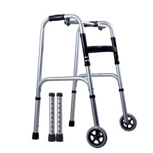 Folding Lightweight Walker for Elderly with Adjustable Height, NonSlip Wheels, Durable Aluminum