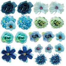 Blue Artificial Flower 20 Pcs Mini Silk Flower Heads For Home Decor Wedding Bouquet DIY Party Garden Cake Decoration