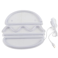 Hamburger LED Light Decor, Durable LED Neon Light for Bridal Banquets, Birthday Parties with Adjustable Brightness and USB Power Source
