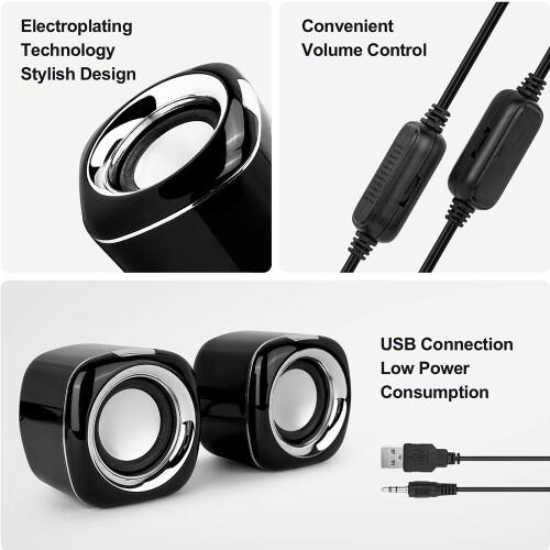 HiFi 2.0 Stereo Sound Mini Portable Speaker, Broad Compatibility With Volume Control 2