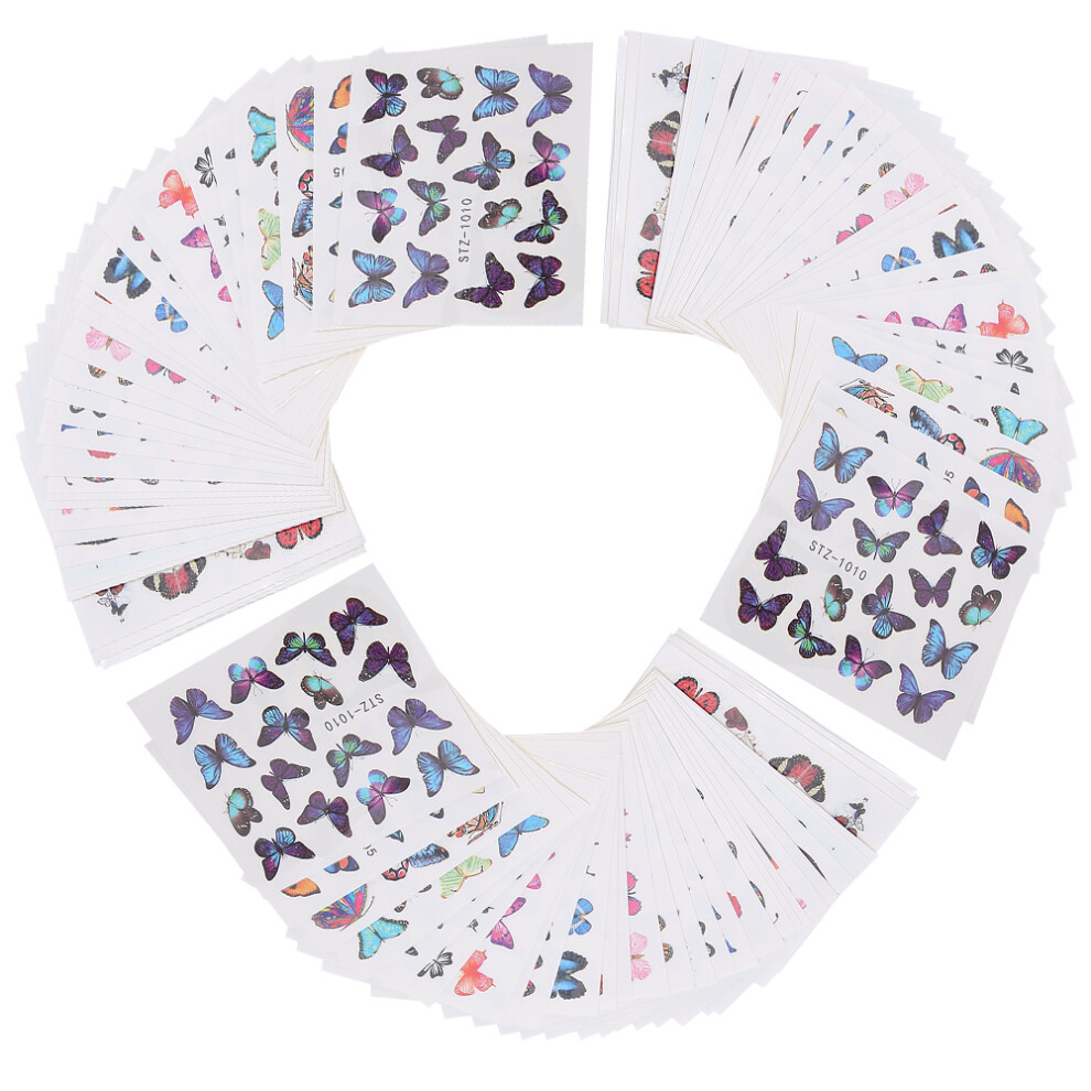 Non Toxic Materials 3D Nail Stickers Fresh Nail Art With Butterfly Water Transfer Decals Long Lasting Nail Designs Self Adhesive Nail Decorations For