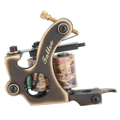 Tattoo Coil Machine For Liner Shader Work Durable Retro Unique High Anodized Surface Easy To Assemble Smooth Operation Micro Adjustment Precision
