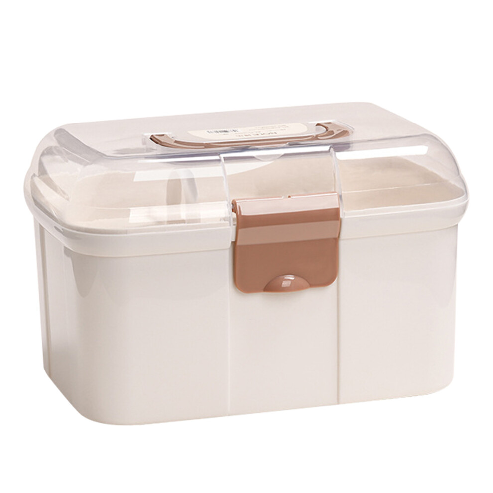 Multifunctional Storage Box, Heavy Duty Plastic Material Portable Lockable Container with Removable Organizing Divider Tray for Home Office, Clear