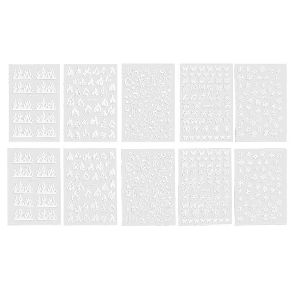 Embossed Nail Decals for Manicure Decoration, Airbrush Stencils with Diverse Patterns for DIY Art, Self Adhesive Nail Supplies with High Quality Mate