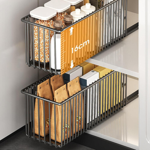 Under Sink Extraction Organizer Heavy Metal Basket Easy Pull Out Drawers Versatile Kitchen Pantry Cabinets 1