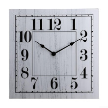 Vintage Square Wall Clock Quartz Movement MDF And Tempered Glass Nordic Style Retro Living Room Wall Decor