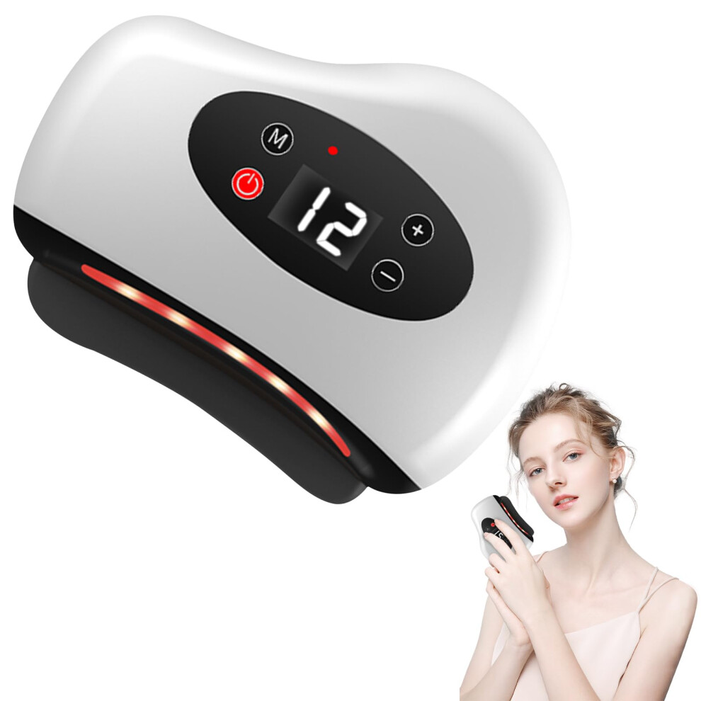 Electric Gua Sha Facial Massager with 12Level Heating Vibration for Lifting and Wrinkle Reduction