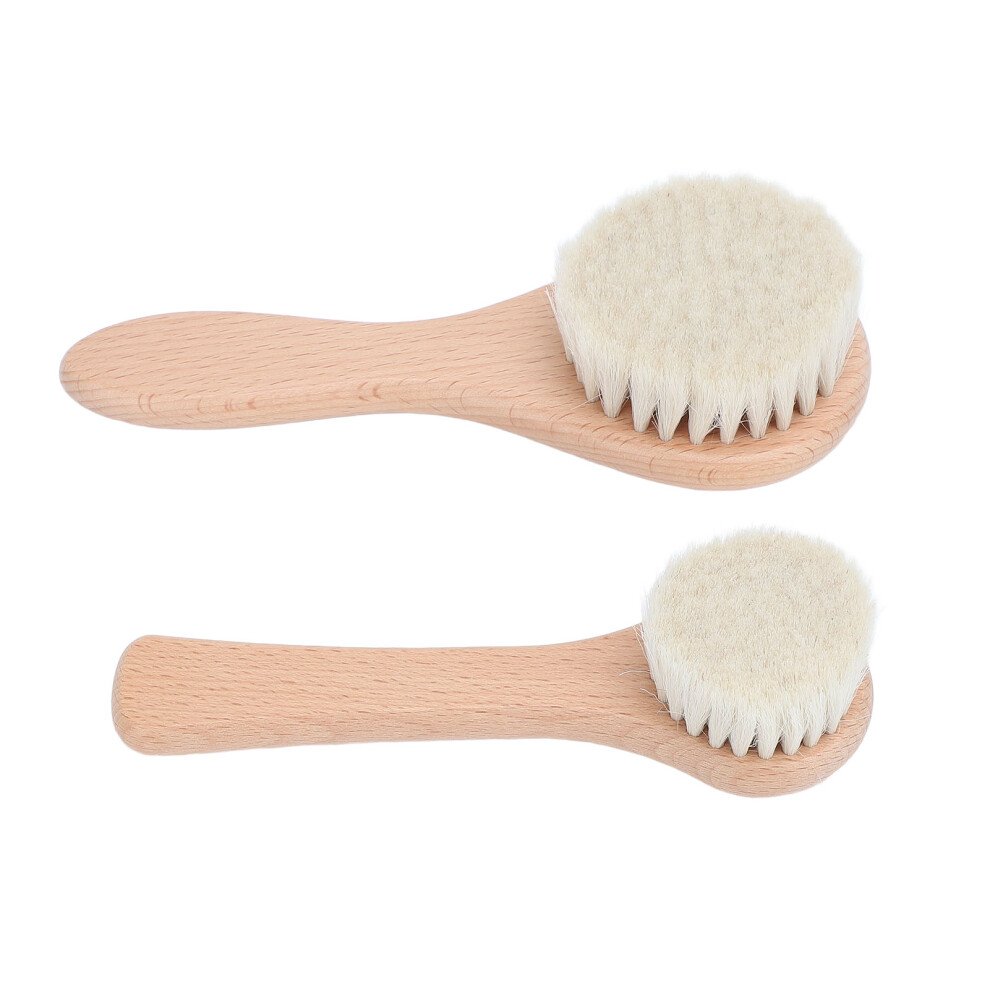 2pcs Beechwood Shower Brush Set, Non-slip Handle, Bath & Back Scrubber