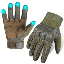 Tactical Gloves Full Palm Touchscreen Knuckle Armor Breathable Fabric Army Green Size S