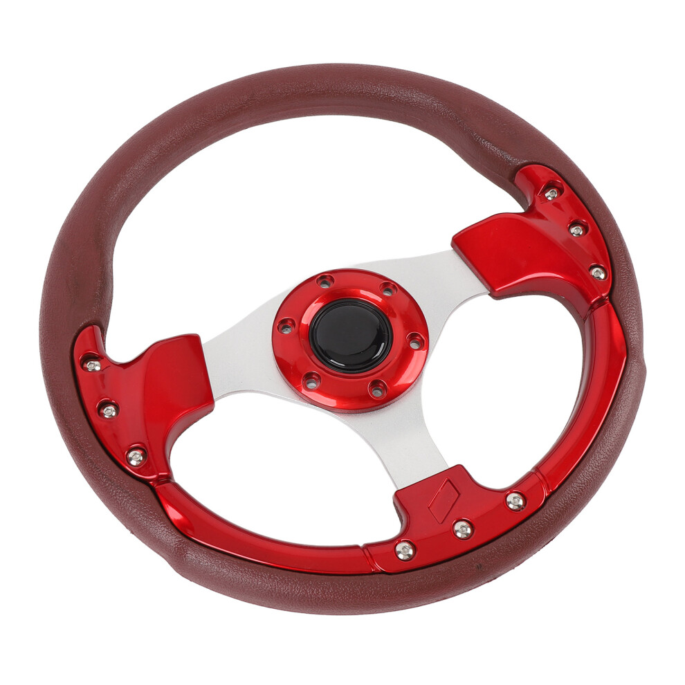 13In Universal Racing Steering Wheel With Shockproof Pu Leather And Hub Adapter Red 4661378438381