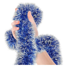 2M Christmas Blue Frost Tip Tinsel Garland, Metallic Streamers, Ceiling Hanging Decoration, Indoor Party Supplies