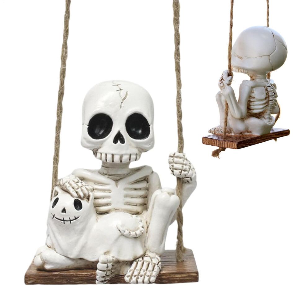 Skulls Decor Halloween Skull Car Accessories Cute Swing Ghost Dog Car Pendant Rearview Mirror Home Garden Cemetery 9187378775004
