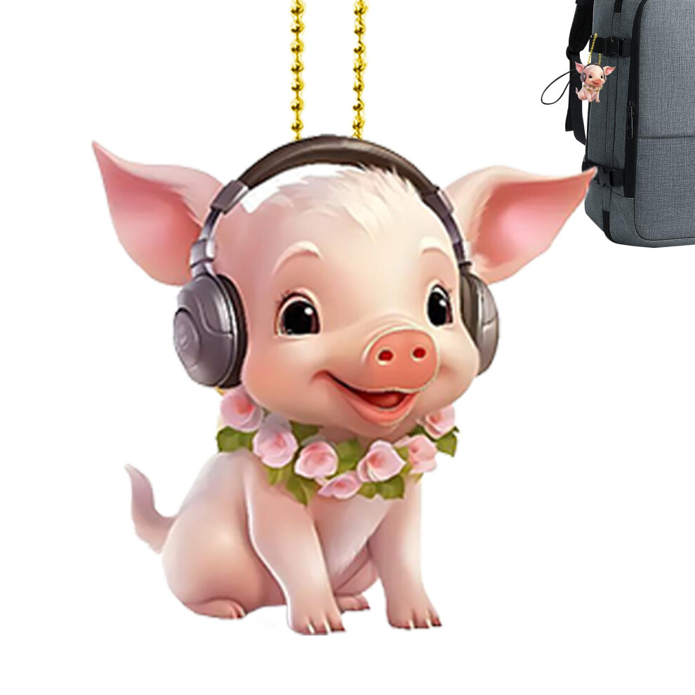 Car Rearview Mirror Pendant Funny Acrylic Hog Ornament Swinging Animal Decor For Car Interior 9199774488891