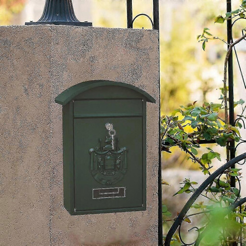 (black)Metal Mailbox Wall Mount Locking Mailbox Retro Letter Box Drop Box-hy 1