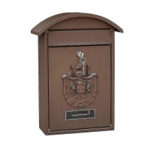 (brown) Metal Mailbox Wall Mount Locking Mailbox Retro Letter Box Drop Box-hy