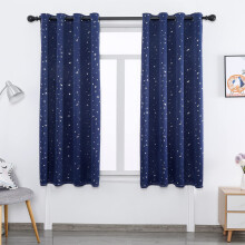 Kids Blackout Curtains Thermal Insulated Eyelet 1 Panel Navy Blue W42xH63Inch Nursery Living Room