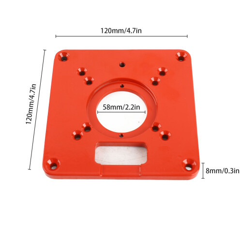 Multifunctional Aluminum Router Table Insert Plate 120x120mm Red 1