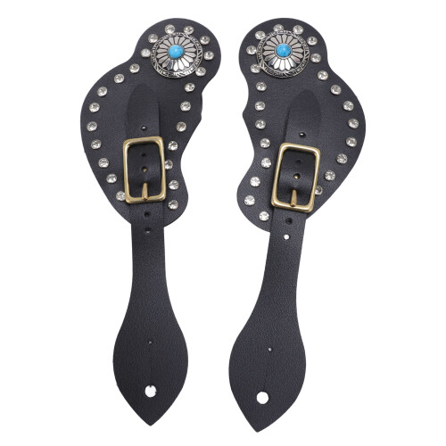 Artificial Leather Cowboy Strap 2Pcs Adjustable Rhinestone Decor Watch Band 1