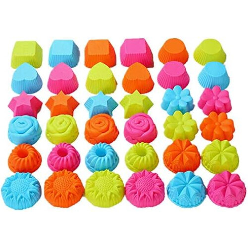 (Style-2)40 Pcs Silicone Baking Molds Set Non-Stick Coating for Cupcakes Donuts Muffins Pastries Kitchen Baking Tools