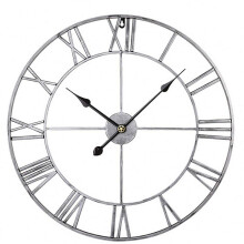 Large Outdoor Garden Wall Clock 16 Inch Open Face Giant Roman Numerals Metal Silver Iron Finish 40 cm