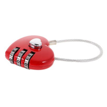 Lovely Heart Resettable Wire Combination Padlock Travel Lock Set Penda