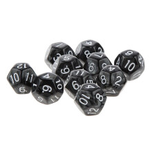 10pcs Twelve Sided Dice D12 Playing D&D RPG Party Games Dices Black