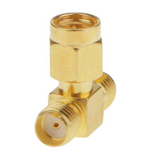 SMA Male to Two SMA Female Triple T RF Adapter Connector 3 Way Splitte