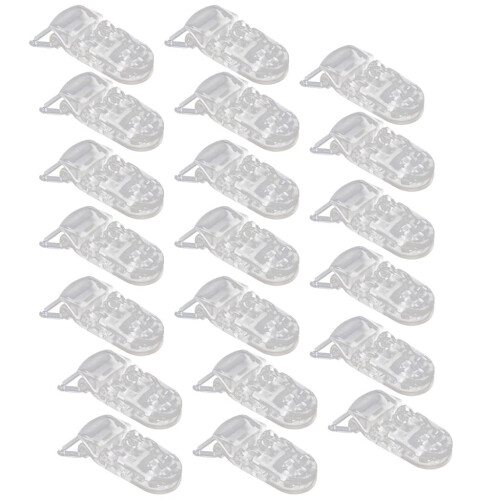 20pcs Clear Plastic Bib Soother Pacifier Clips Suspender Dummy Holders 1