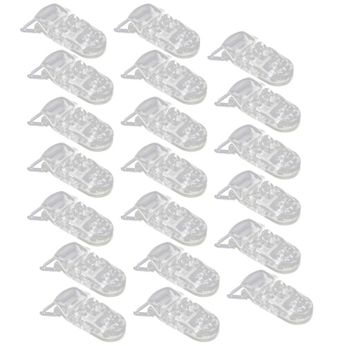 20pcs Clear Plastic Bib Soother Pacifier Clips Suspender Dummy Holders 2