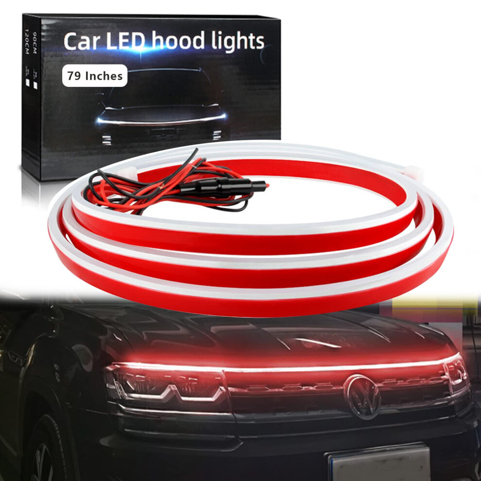 Car Hood Strip 200Cm Led Flexible Waterproof Dc12v Dynamic Scan Daytime Running S For Cars Suvs Trucks Light/Red 9187378776162