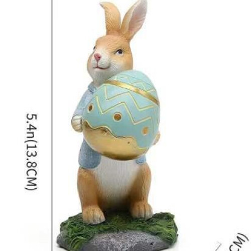 (Set B) Easter Decorations Bunny Egg Carrot Resin Figurine Home Desktop Easter Bunny Decor Easter Gift Cute Rabbit Ornament 2