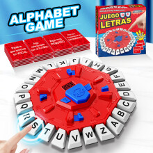 (Spanish Edition) Crazy Alphabet Spinning Wheel Game Spanish Learning Toy Multifunctional Letter Spelling Game Family Party Kids Educational Toy