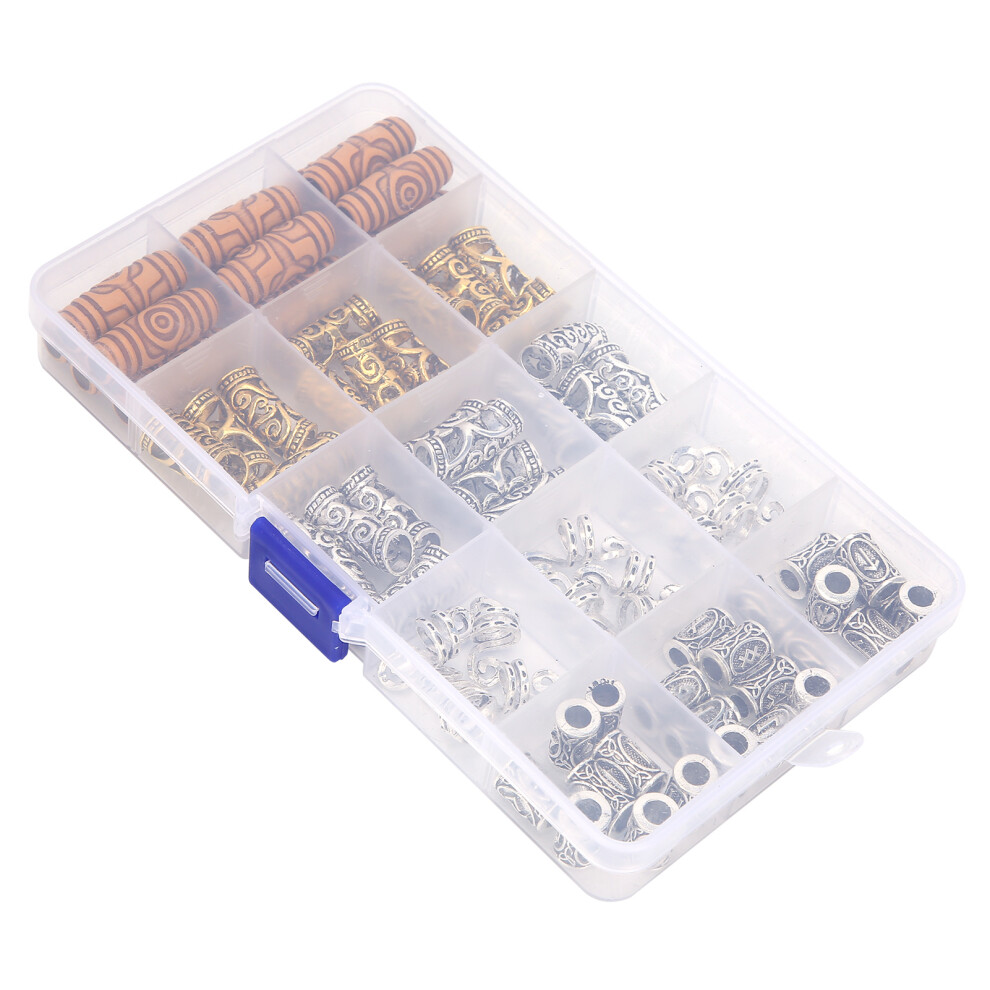 75pcs Antique Silver & Gold Beard Dreadlock Beads Hair Accessories