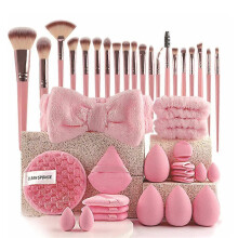 (40pcs, pink) Professional Makeup Brushes and Sponges Set High Quality Multipurpose Foundation Face Eye Lip Makeup Tools Kit
