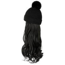 Girls Beanies With Hair Extensions Knit Colorful Hair Accessories For Halloween Curly Hair Extensions 21.6Inch Length