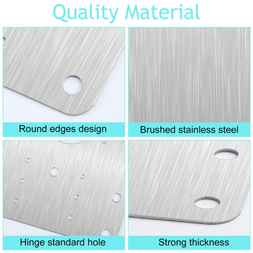 Reparationsplade til hængslede møbler 9x9 cm rustfrit stål 2-pack 2