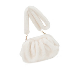 Plüsch-Handtasche, Wolken-Rüschenmuster, verstellbar, für-Weiß