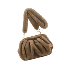 Plüsch-Handtasche, Wolken-Rüschenmuster, verstellbar für-Khaki
