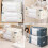 (5pcs, Blue L) Large Comforter Storage Bag With Zipper Multi Functional Foldable Space Saving Dust Proof For Quilts Blue White 2
