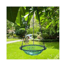 (Golden Crystal Stickers, blue) Hanging Bird Bath Feeder Outdoor Garden Decor with Weatherproof Design Large Capacity for Birds and Nature Lovers