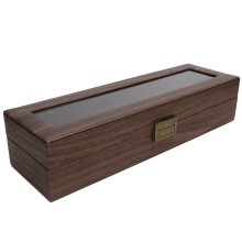 6 Grids Wooden Watch Display Box, 39x12x8.5cm, Velvet & Glass