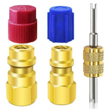 R134a AC Retrofit Adapter Kit Universal Quick Disconnect Coupler Set High Low Pressure Charging Port for Effortless Installation