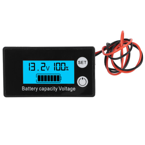 LCD DC Voltage Meter Waterproof Battery Capacity Tester 8-100V Blue 1